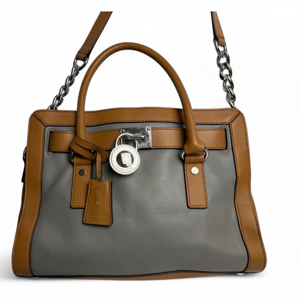 Michael Kors Two-Tone Satchel in Gray and Tan